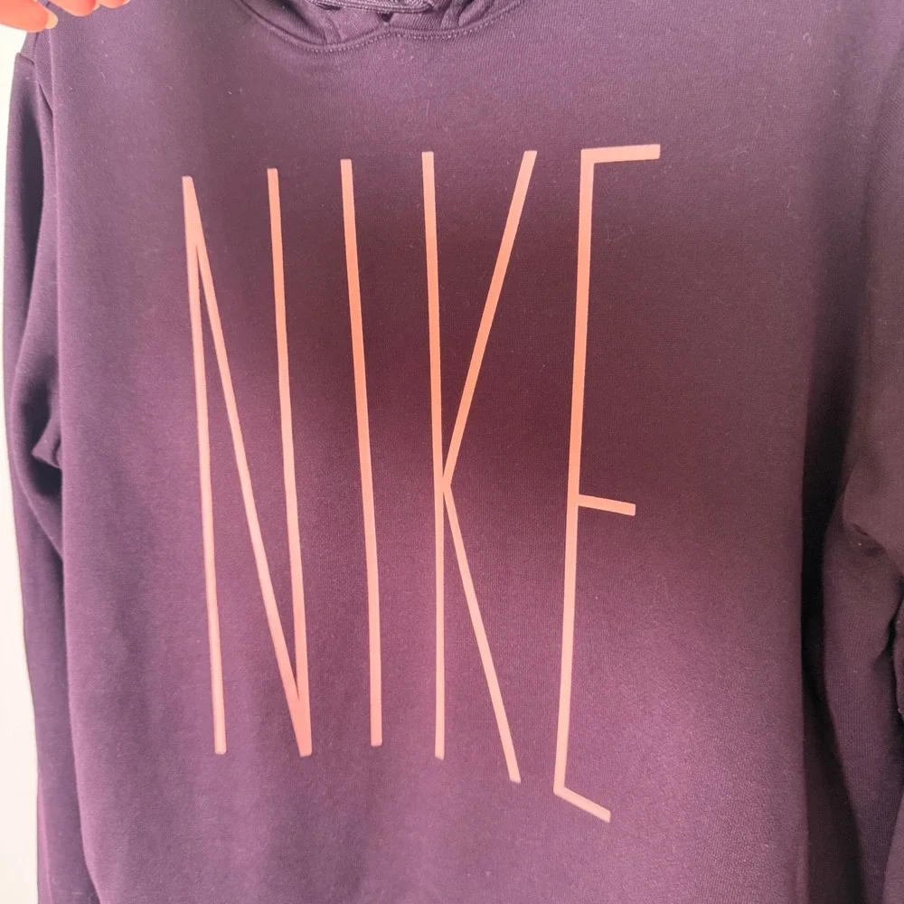 Nike‎ Spellout Dri-Fit Hoodie French Terry Plum Sweatshirt (LG) Casual Basics